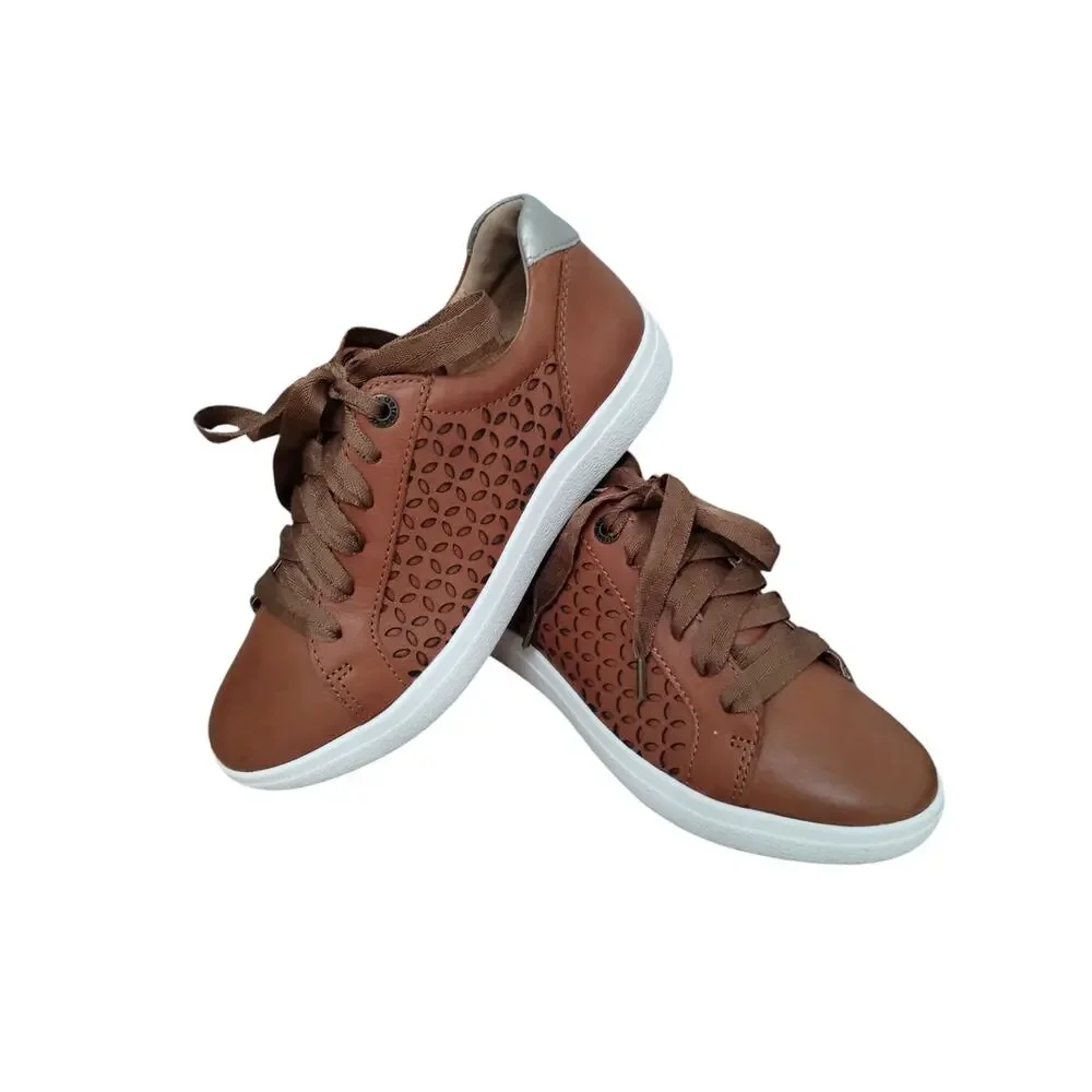 Aetrex Women's‎ Leather Courtney Lace-up Sneakers size 6-6½ Foot Support Cuttout